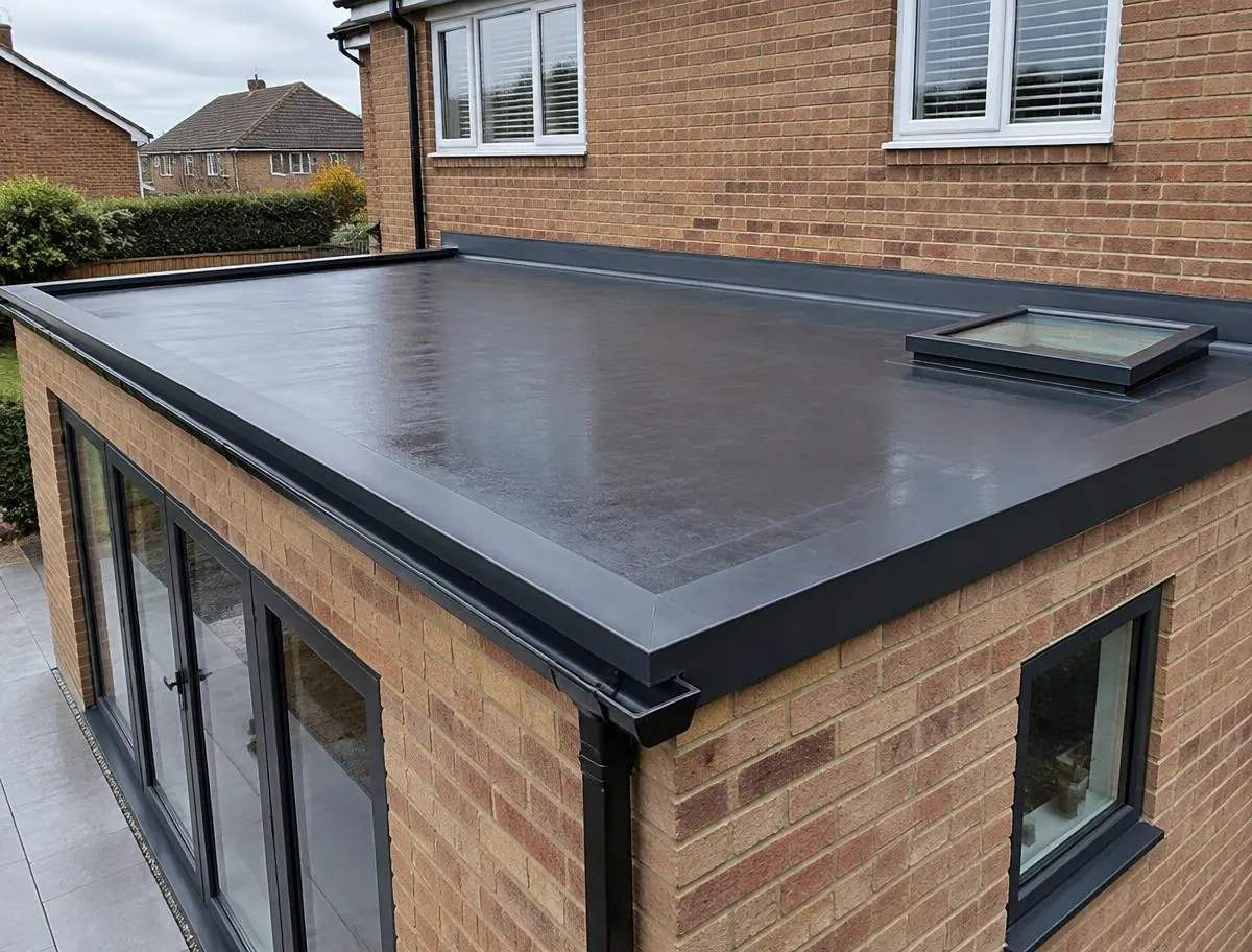 Completed flat roof on a home extension